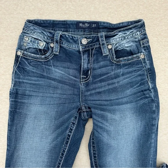 Miss Me Boot Women’s Size 27 Cotton Light-Blue Low Rise Jeans M3444B55 - Picture 4 of 15